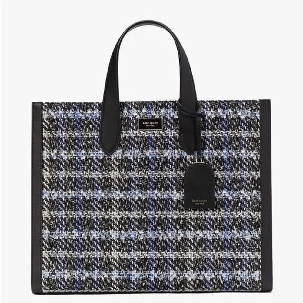 KATE Spade Manhattan Plaid Tweed Large Tote Crossbody Bag NWT